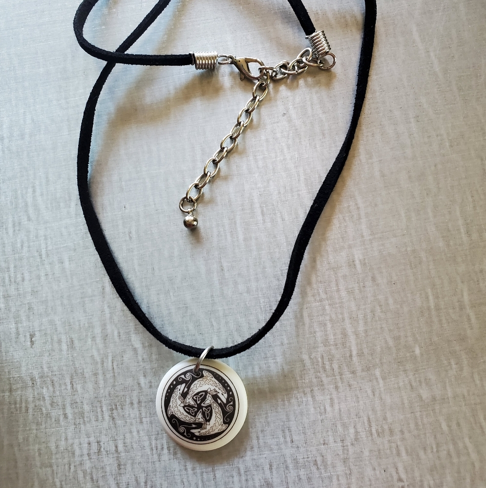NWOT Artisan Silver Pendant Necklace with Black Cord